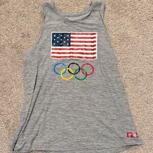 Team Apparel Gray Tank Top with USA Flag and Olympic Rings